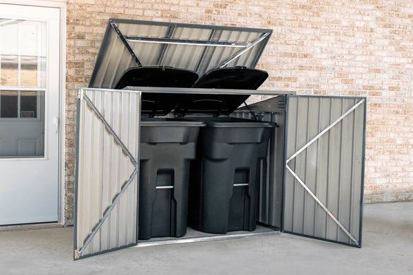 Cover-It 6x3 Metal Outdoor Galvanized Steel Storage Shed with Swinging Lockable Doors for Backyard or Patio Storage of Trash Cans, Bikes, Supplies