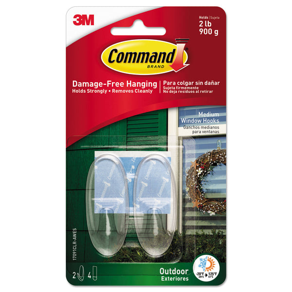 Command Outdoor Medium Clear Window Hooks with Clear Strips 17091CLR-AW