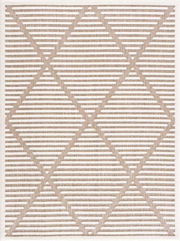 Hauteloom Anah Living Room, Bedroom Patio Outdoor Area Rug - Beige, White, Brown - 6'7 inch x 9', Size: 6'7 x 9'