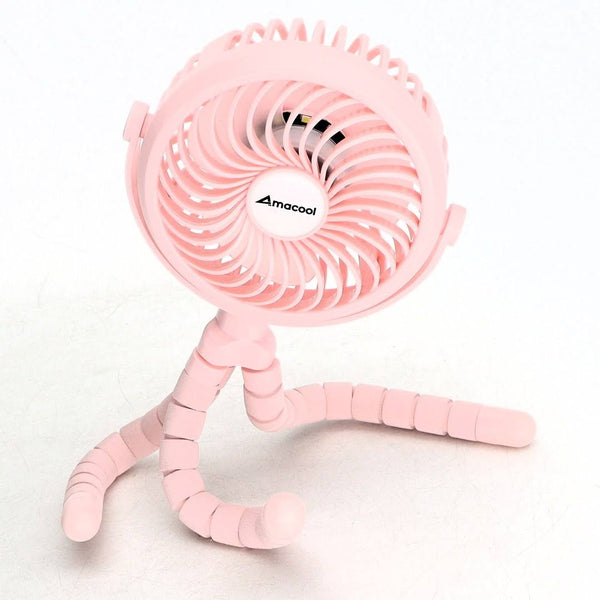 AMACOOL Battery Operated Stroller Fan Flexible Tripod Clip on Fan with 3 Speeds and Rotatable Handheld Personal Fan for Car Seat Crib Bike Treadmill