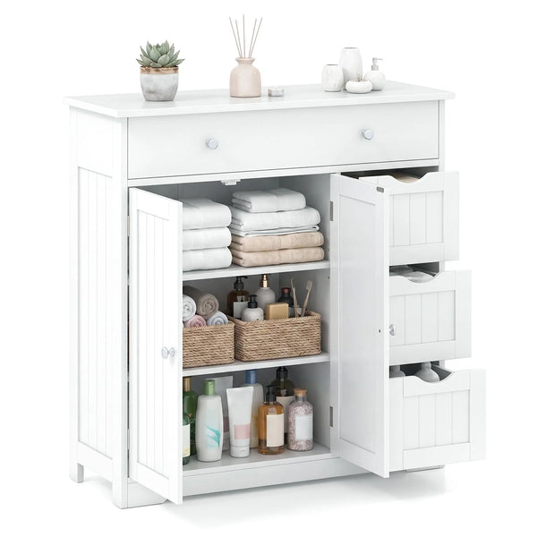 Tangkula Bathroom Floor Cabinet with 4 Drawers for Living Room