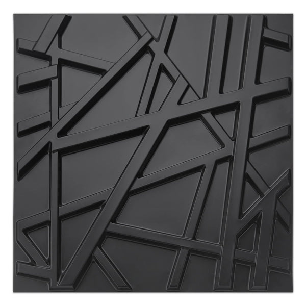 Art3d PVC Decorative Textures Black 3D Wall Panels for Interior Wall Dcor, Black Wall Decor,Pack of 12 Tiles 32 Sq ft A10045BK