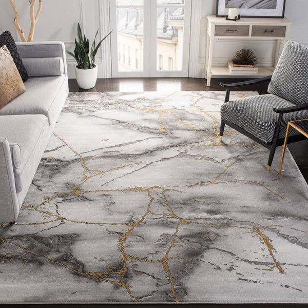 Coupland Abstract Gray/Gold Area Rug Orren Ellis Rug Size: Rectangle 5'3" x 7'6"